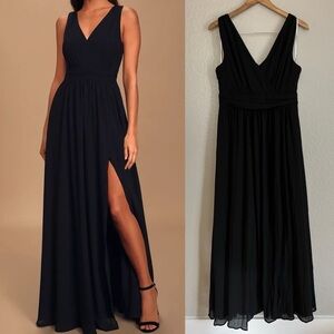 Thoughts of Hue Black Surplice Maxi Dress